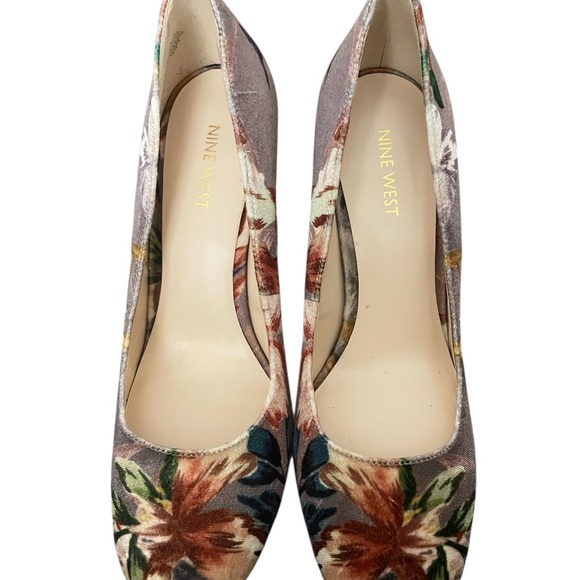 Nine West velour floral heels-8 - Picture 4 of 8